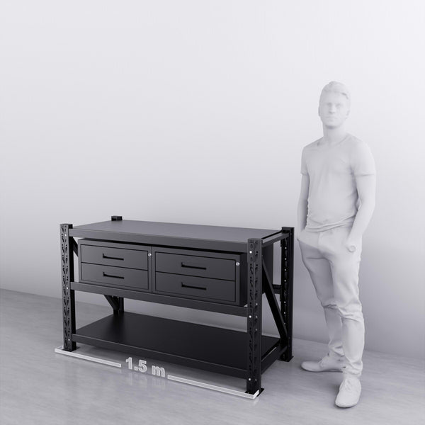 【PRE-ORDER】1.5m(L) 4-Drawer Steel Workbench