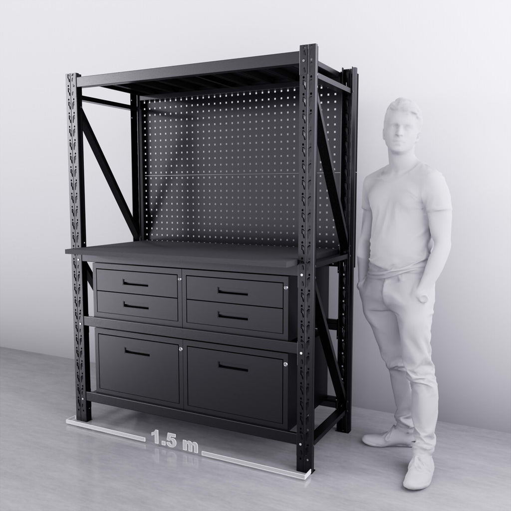 1.5m(L) 6Drawer Steel Pegboard Workbench Apple Shelving