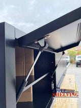 72'' 15-Drawer Steel Pegboard Toolbox Trolley With Overhead Cabinet