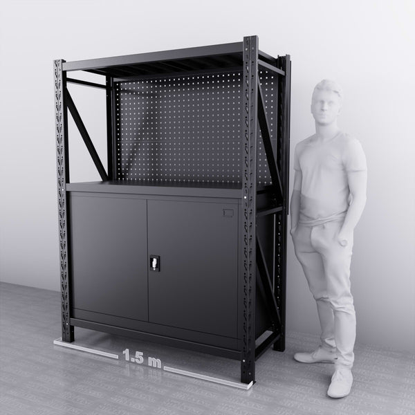 【PRE-ORDER】1.5m(L) Cabinet Steel Pegboard Workbench