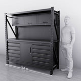 【PRE-ORDER】2m(L) 10-Drawer & Cabinet Steel Pegboard Workbench