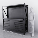 【PRE-ORDER】2m(L) 10-Drawer & Cabinet Steel Pegboard Workbench