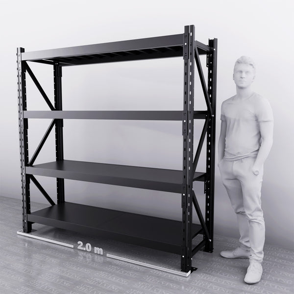 2m*2m*0.6m 2000KG (W*H*D) Extra-Heavy-Duty Steel Shelving