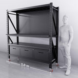 【PRE-ORDER】2m(L) 3-Drawer Steel Pegboard Workbench