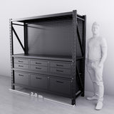 【PRE-ORDER】2m(L) 9-Drawer Steel Pegboard Workbench