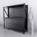 【PRE-ORDER】2m(L) 9-Drawer Steel Pegboard Workbench
