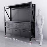 【PRE-ORDER】2m(L) 9-Drawer Steel Pegboard Workbench