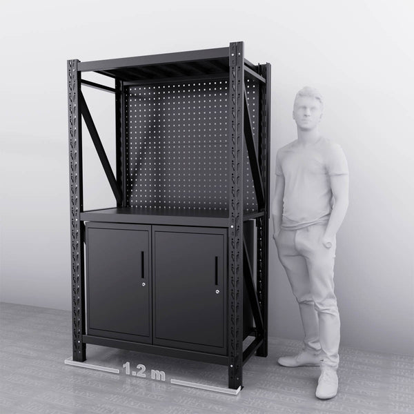 【PRE-ORDER】1.2m(L) 2-Cabinet Steel Pegboard Workbench