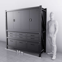 2m(L) 9-Drawer & 2 cabinets Steel Storage Unit