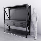 【PRE-ORDER】2m(L) 6-Drawer Steel Pegboard Workbench
