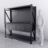 【PRE-ORDER】2m(L) 6-Drawer Steel Pegboard Workbench