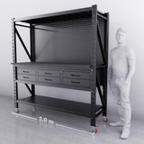 【PRE-ORDER】2m(L) 6-Drawer Steel Pegboard Workbench