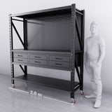 【PRE-ORDER】2m(L) 6-Drawer Steel Pegboard Workbench