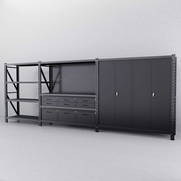 【PRE-ORDER】9-Drawer Pegboard Workbench w 2 Cabinets & 1.5m/2m Shelving