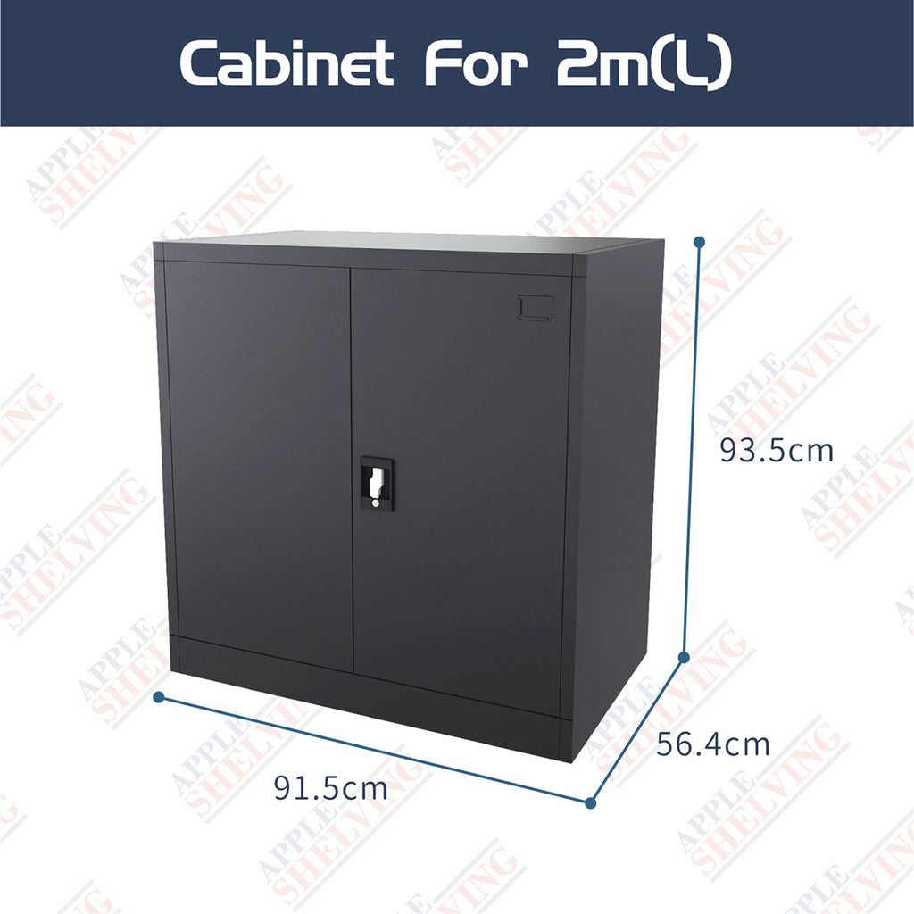 91.5cm Wide 2-Shelf Lockable Steel Cupboard – Compact Low-Height ...