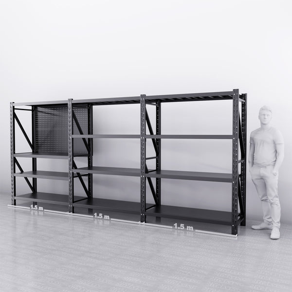 【PRE-ORDER】4.5m*2m*0.6m 3000KG Connecting Shelving With 1.5m Pegboard