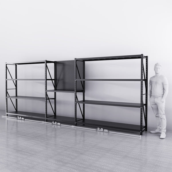 【PRE-ORDER】5.2m*2m*0.5m 1500KG Connecting Shelving Workbench With 1.2m Pegboard