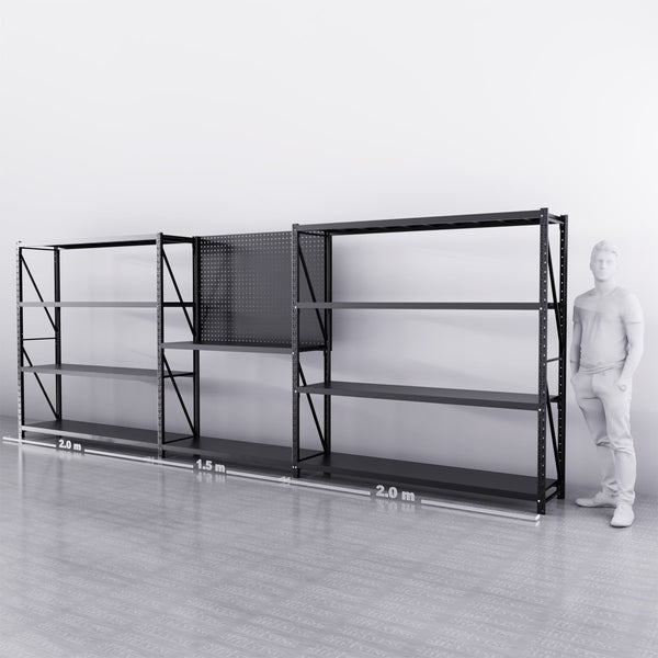 【PRE-ORDER】5.5m*2m*0.5m 1500KG Connecting Shelving Workbench with pegboard
