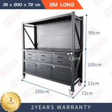 【PRE-ORDER】2m(L) 9-Drawer Steel Pegboard Workbench