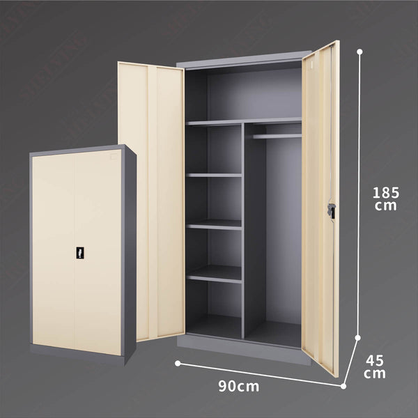 2-Door Storage Cabinet Cupboard With A Hanging Section (Steel)