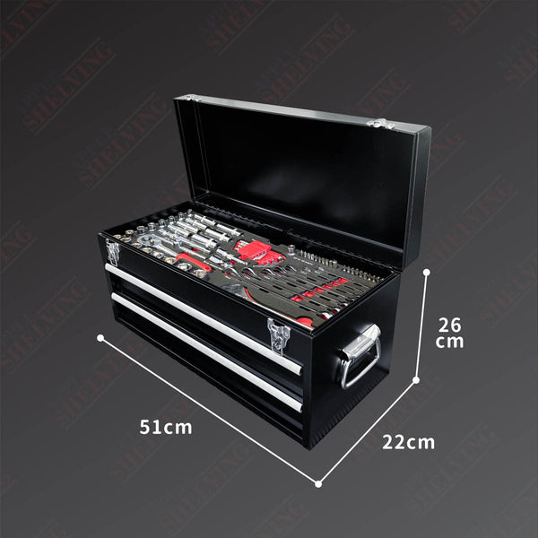 20'' 2-Drawer Cabinet Toolbox Chest w 74PCS Auto Repair Tool