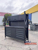 【PRE-ORDER】2m(L) 10-Drawer & Cabinet Steel Pegboard Workbench