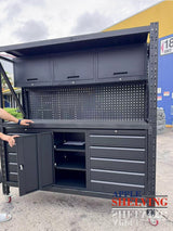 【PRE-ORDER】2m(L) 10-Drawer & Cabinet Steel Pegboard Workbench