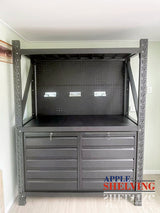 【PRE-ORDER】1.5m(L) 10-Drawer & Cabinet Steel Pegboard Workbench