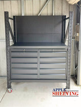 【PRE-ORDER】1.5m(L) 10-Drawer & Cabinet Steel Pegboard Workbench