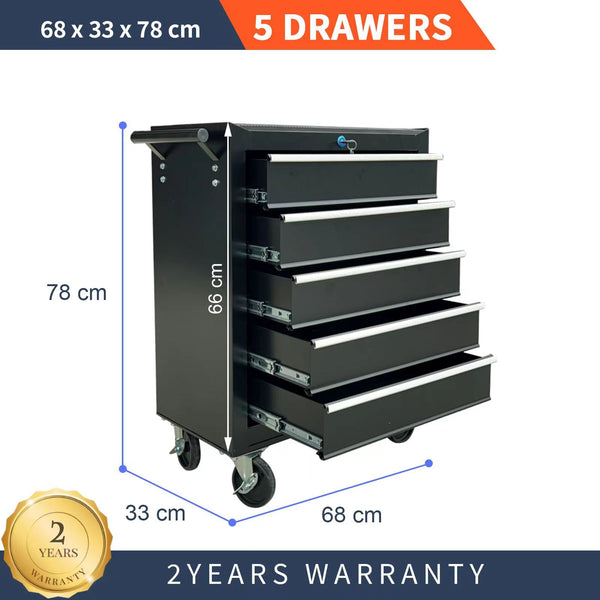 5-Drawer Roller Cabinet Toolbox With Caster Wheels