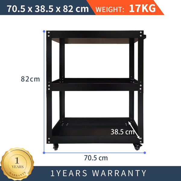 3-Tier Knock-Down Service Cart (Tier Load: 30kg)