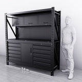 2m(L) 10-Drawer & 4-Cabinet Steel Pegboard Workbench