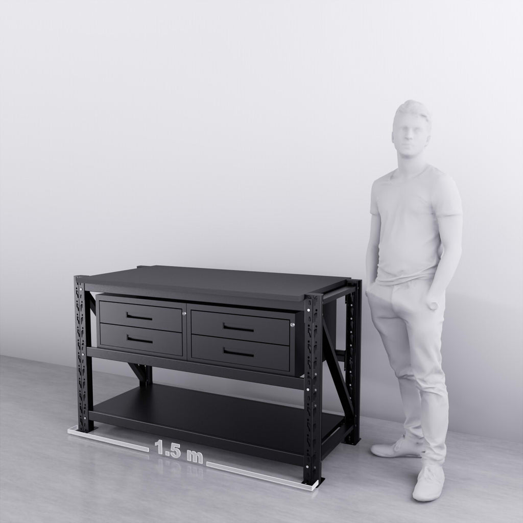 1.5m Steel Workbench with 4 Drawers – Compact, Modular & Heavy-Duty ...