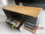 72'' 15-Drawer Black Steel Toolbox Trolley With Timber Top
