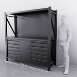 2m(L) 10-Drawer & Cabinet Steel Pegboard Workbench
