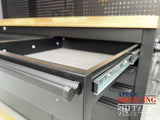 72'' 15-Drawer Stainless Steel Pegboard Toolbox Trolley With Overhead Cabinet