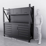 2m(L) 10-Drawer & Cabinet Steel Pegboard Workbench