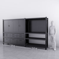 Pegboards Workbench w 9-Drawer Cabinets Storage Unit