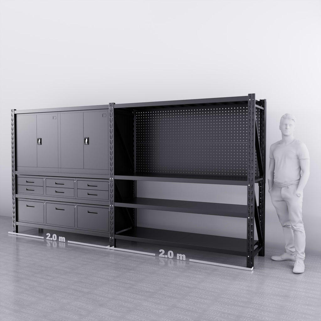 9 Drawers & 2 Cabinets Storage Unit With Pegboard Workbench – Modular ...