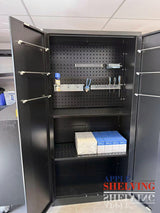 2-Door Pegboard-Shelf Storage Lockable Cupboard (4-shelf)