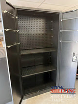 2-Door Pegboard-Shelf Storage Lockable Cupboard (4-shelf)