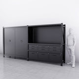 【PRE-ORDER】4m(L) 9-Drawer Steel Pegboard Workbench w 2 Cabinets on shelf