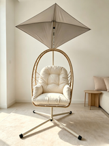 Single Hanging Egg Chair with Canopy | PE Rattan Rope Swing Chair