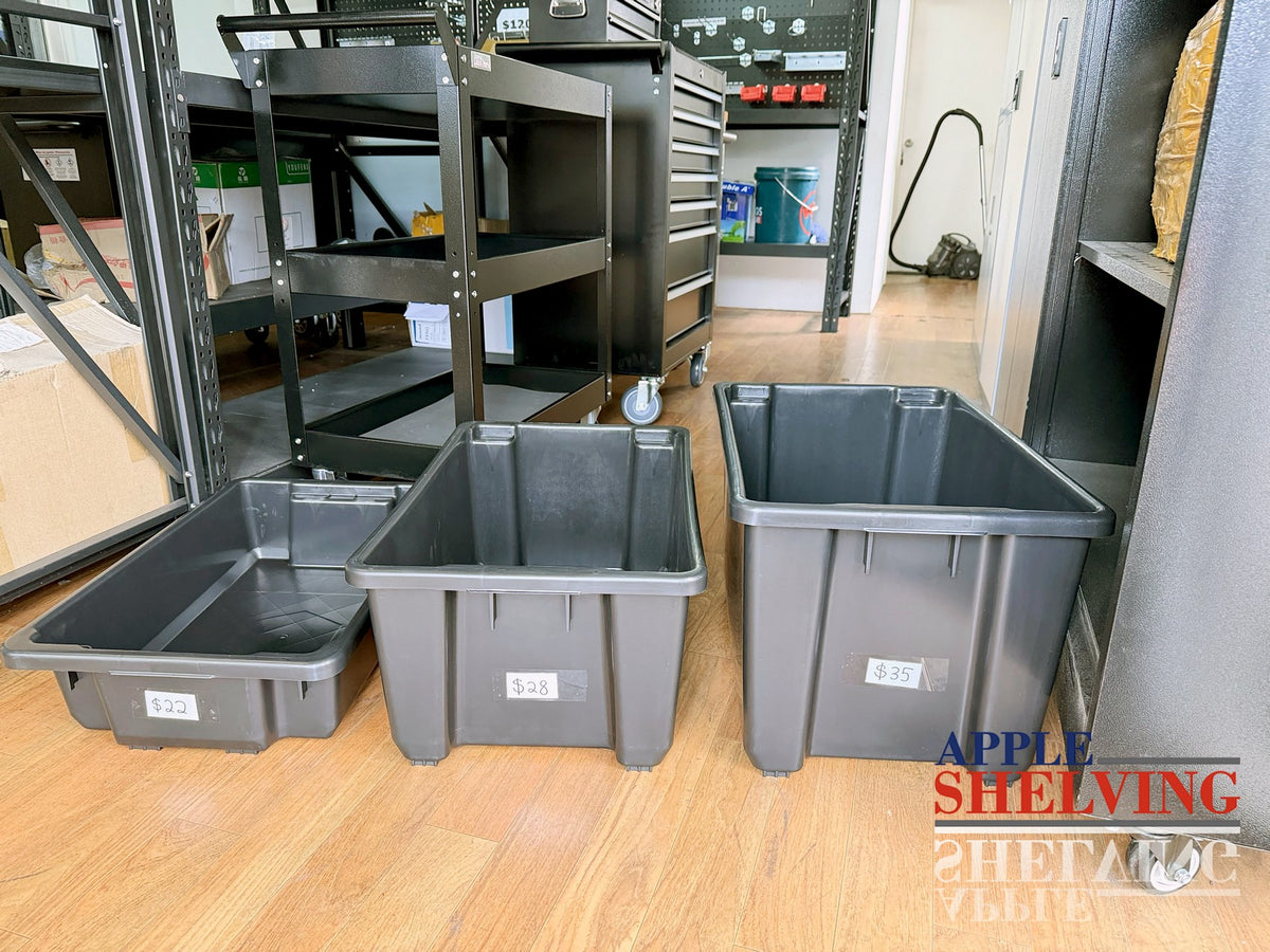 Heavy-Duty Black Storage Plastic Containers – Stackable 30L / 52L / 70L ...