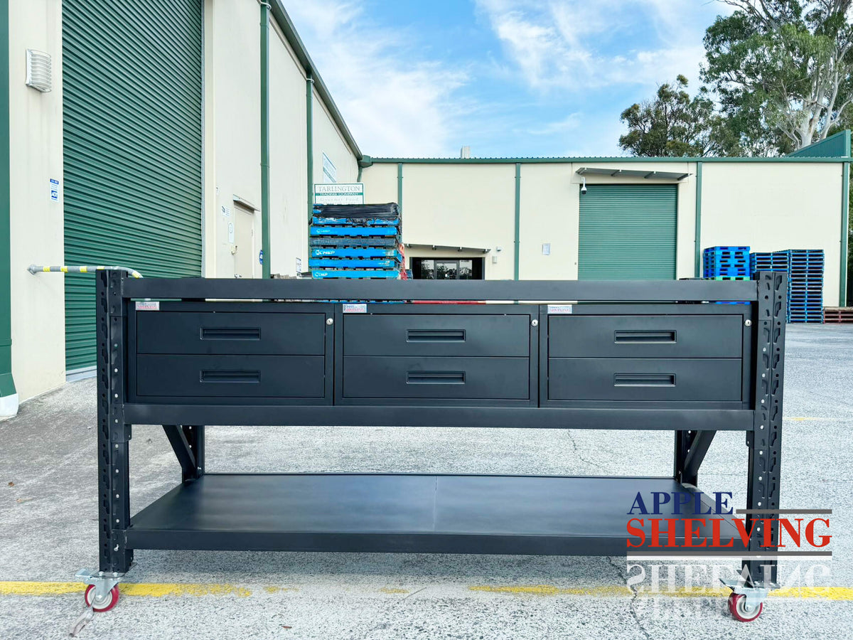 2m(L) 6-Drawer Steel Workbench – Apple Shelving
