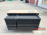 56'' 10-Drawer Steel Toolbox With Timber Top