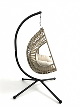 Single Hanging Egg Chair with Stand | PE Rattan Outdoor Swing Chair