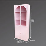 Pink / Purple Fluted Glass Steel Storage Cabinet & Lights