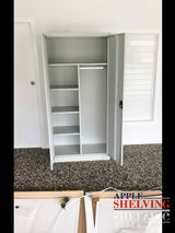 2-Door Storage Cabinet Cupboard With A Hanging Section (Steel)