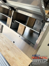 56'' 10-Drawer Stainless Steel Pegboard Toolbox Trolley With Overhead Cabinet